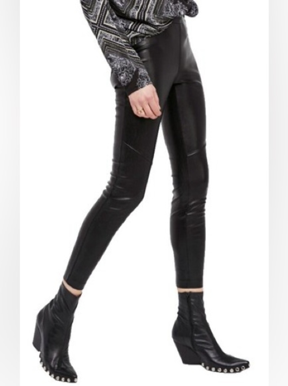 Free People Never Let Go Faux Leather moto stretch Leggings Black 24 chic boho